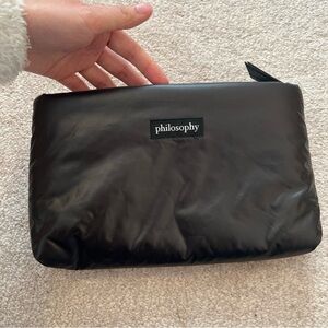 Philosophy Black 8" x 6" Zipper Closure Makeup Bag NWT